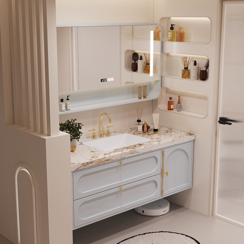 French modern simple bathroom cabinet, 21.6" H x 63" W x 21.6" D
