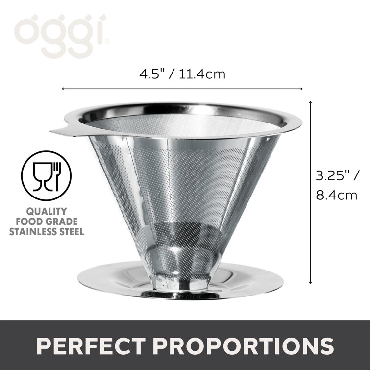 Oggi Reusable Coffee Filters, 4.5 x 3.25, Stainless Steel