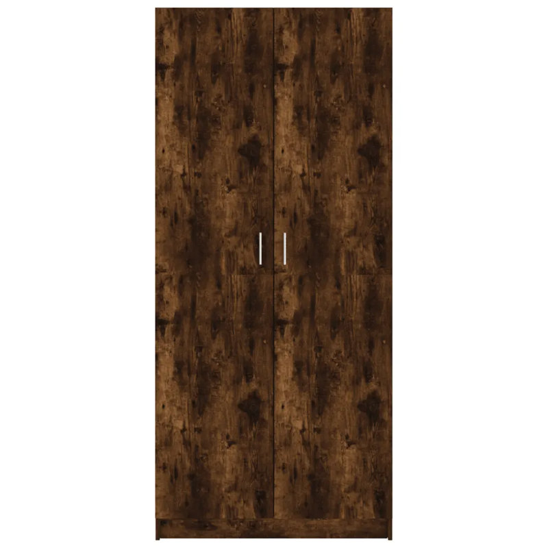 Benefiel 2 Door Manufactured Wood Wardrobe, Smoked Oak, 180cm H x 80cm W x 52cm D