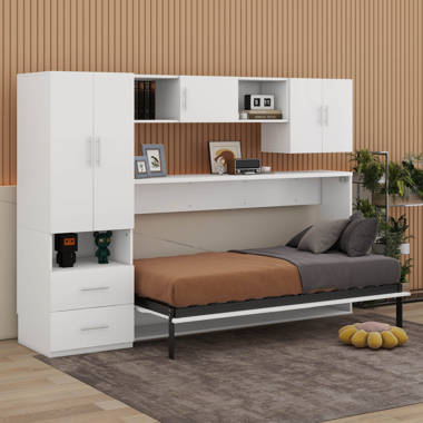 Gricel Twin Size Horizontal Murphy Bed with Shelf