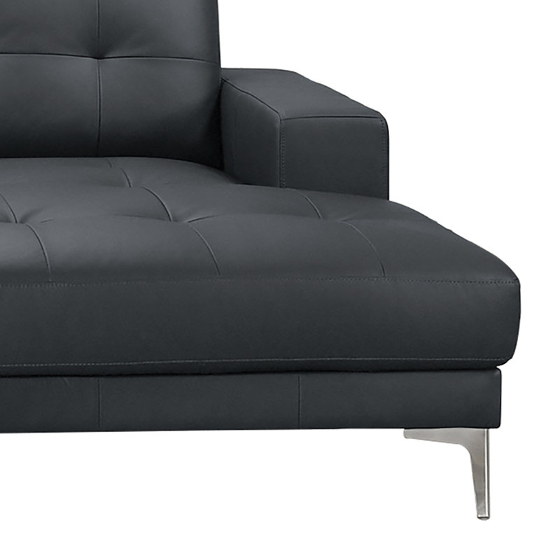 Ensemble modulaire rembourré 2 pièces Najdenka, Cuir véritable noir