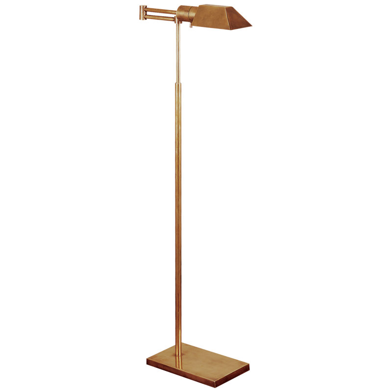 Studio Swing Arm Floor Lamp, Hand-Rubbed Antique Brass