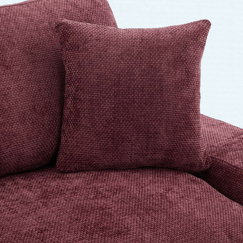 107.9" Cloud Sectional Sofa With Double-Layer Cushion, Side Pockets & Full-Compressed Packaging, Red