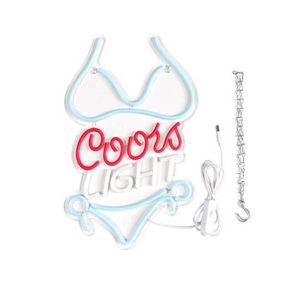 Bikini Crs LIGHT Neon Signs for Wall Decor Neon Lights for Business Led Signs Suitable for Man Cave Restaurant Office Bar Pub Led Art 5V Power Adapter 16.1 * 9.8 Inch(Azure+Red+White)