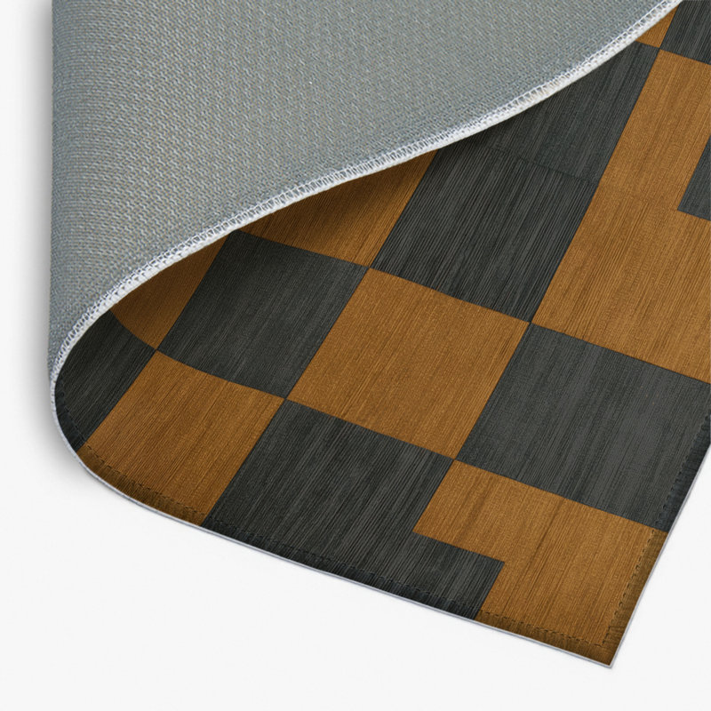 Tapis d'intérieur et d'extérieur à carreaux brun, Rectangulaire 2 pi x 3 pi