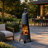 SUNJOY 57 Inch 2-in-1 Chiminea Fire Pit & Grill - Grey Metal Outdoor Chiminea with Removable Stainless Steel Grill Grate, PVC Cover, and Mesh Safety Screen Door-115855086