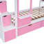 Lit superposé Twintwin - rose, avec 2 tiroirs, 3 tablettes et une glissoire, cadre, pouvant accueillir plus de 6 personnes, créant un espace personnel dans la chambre à coucher