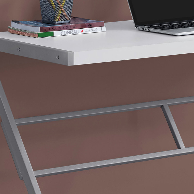Computer Desk, Home Office, Laptop, 48"L, Work, Laminate, Metal, Contemporary, Modern, White/Silver