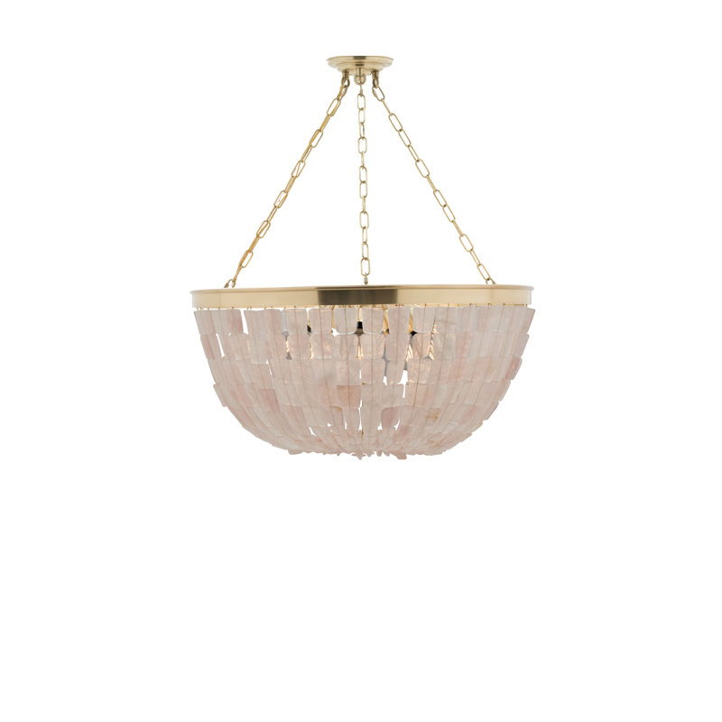 Luminaire suspendu 8 lumières Metropolitan avec quartz rose au fini laiton