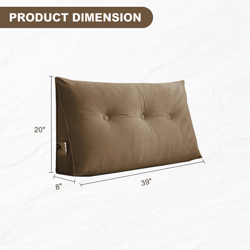 Triangle Headboard Pillow Wedge Backrest Cushion For Bed Headboard Gap, 20" H x 39" W