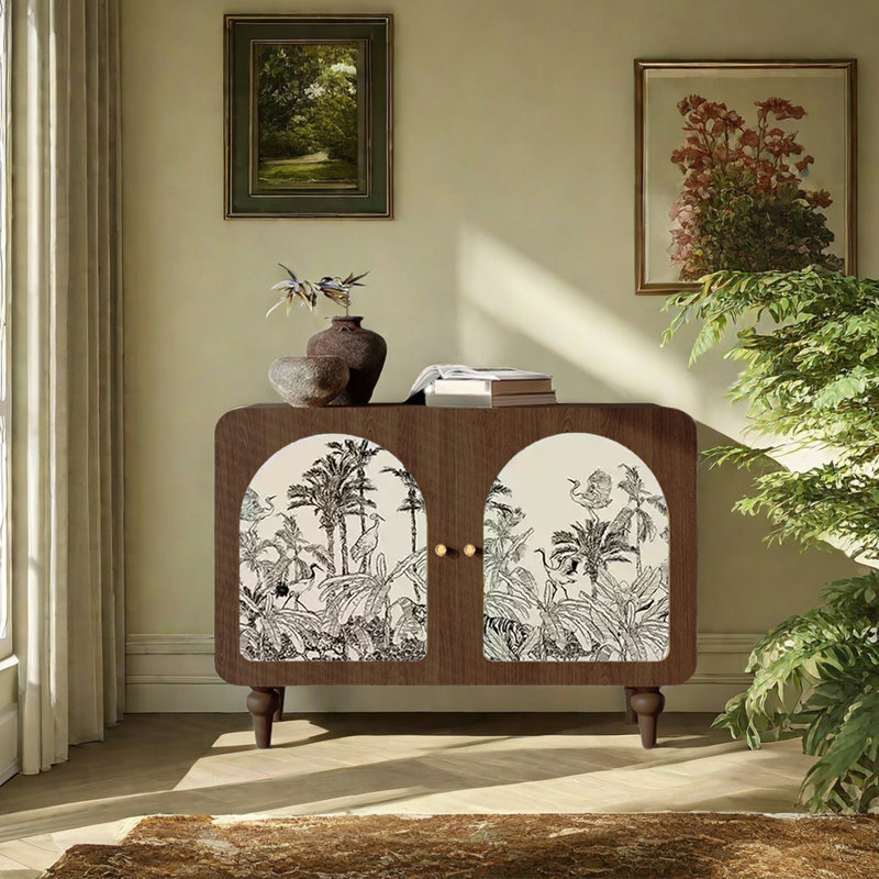 Armoire d'appoint moderne et polyvalente en bois massif, Brun noyer