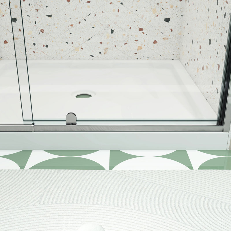 Porte de douche pivotante en verre trempé de 1/4 po de largeur, 56 à 60 po de hauteur x 71 po de hauteur, installation réversible, fermeture magnétique, finition de fuite, installation universelle à gauche et à droite, installation facile, fermeture