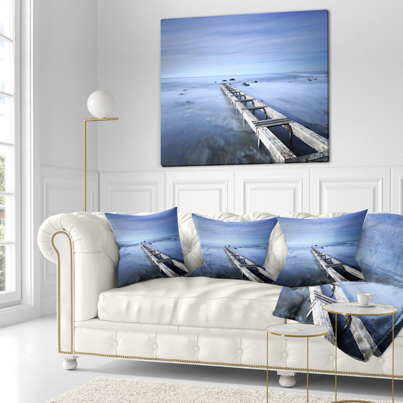 Seascape ciel et grand coussin de pilier, 18 po x 18 po, Coussin décoratif
