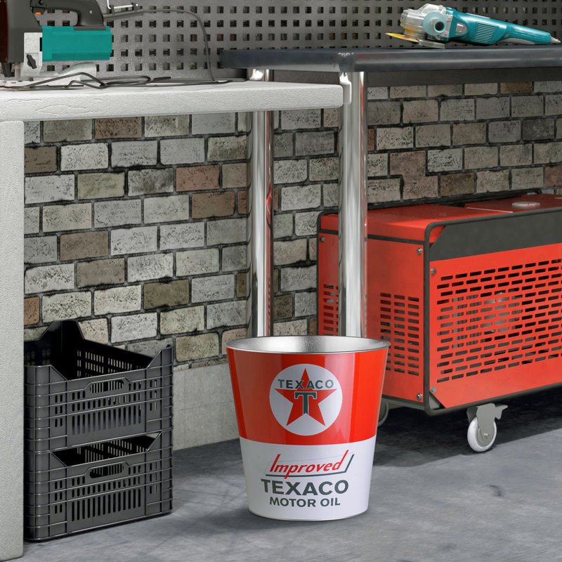 Texaco Red and White Metal Trash Bin - 2.25 Gallons