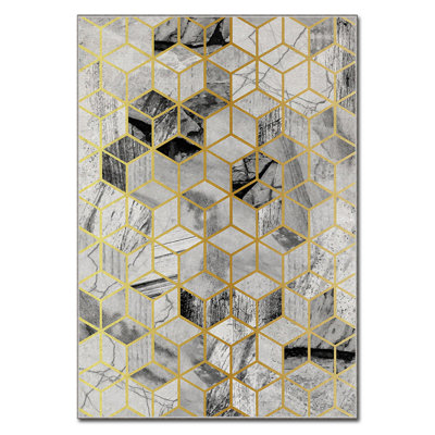 Luxurious Velvet Area Rug, 2.6 x 4.6 Feet, 100% Polyester, 740 g/m² | Non-Slip Felt Dot Underside, Laminated Sponge for Comfort | Easy Machine Washable | Modern Digital Print Design, Perfect for Any Room