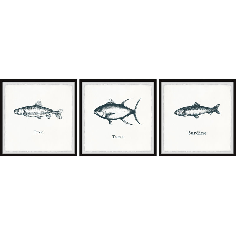 Tidworth Trout And Tuna by Marmont Hill - 3 Piece Print Set, 30cm x 30cm x 3.81cm D
