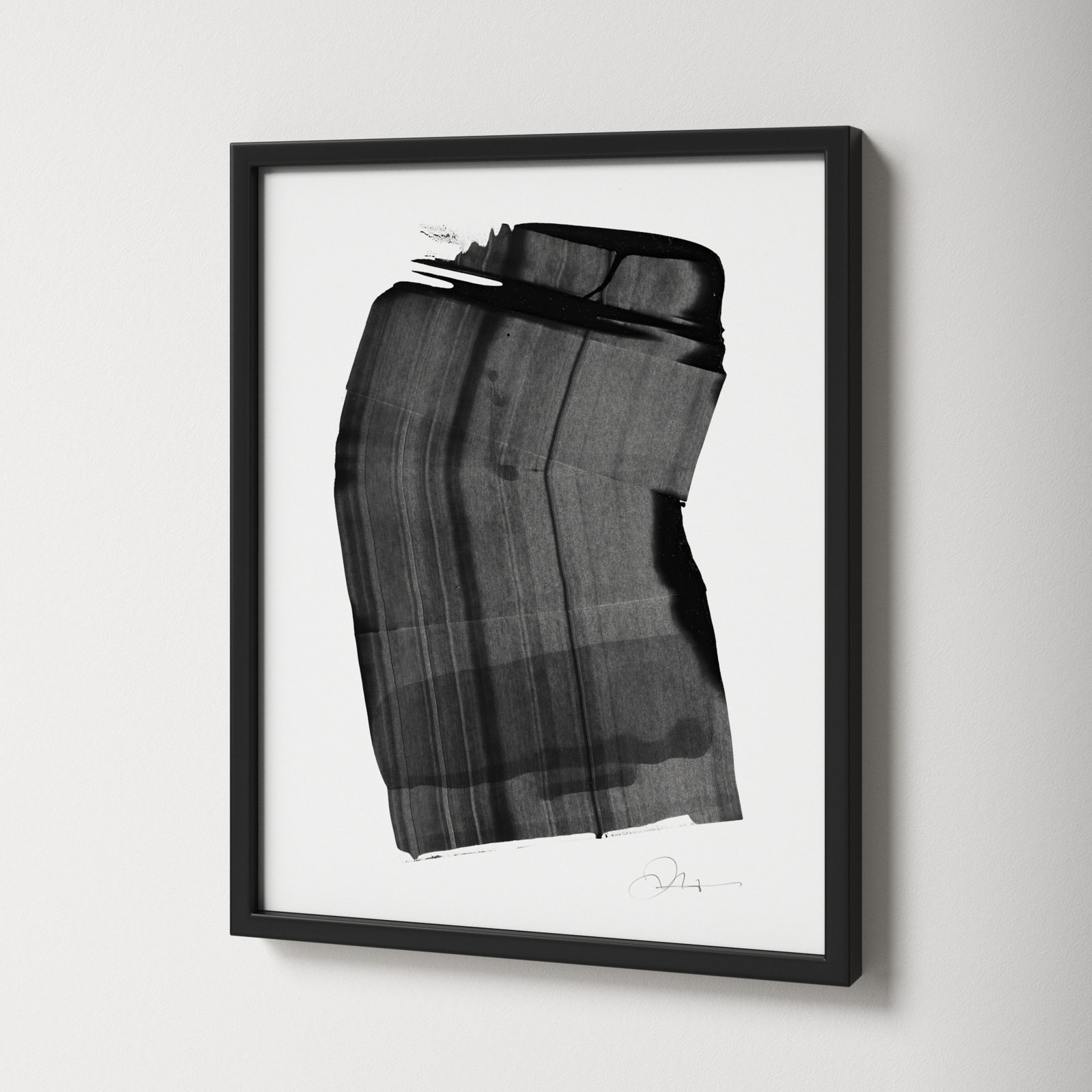 Olivia "Brushstroke 1" Painting, 20" H x 16" W x 1.25" D, Black