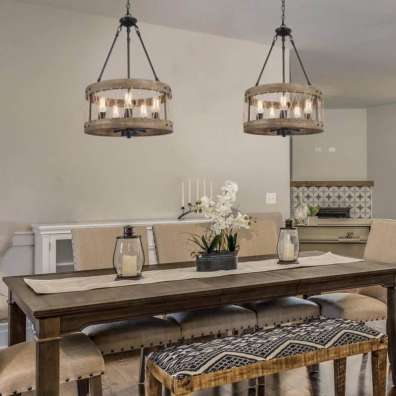 Gatlin 5 - Light 18'' W Drum Modern Farmhouse Dining Room Chandelier