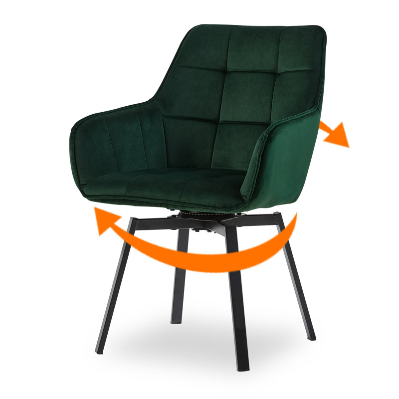 48cm H Velvet Upholstered Metal Armchair, Green