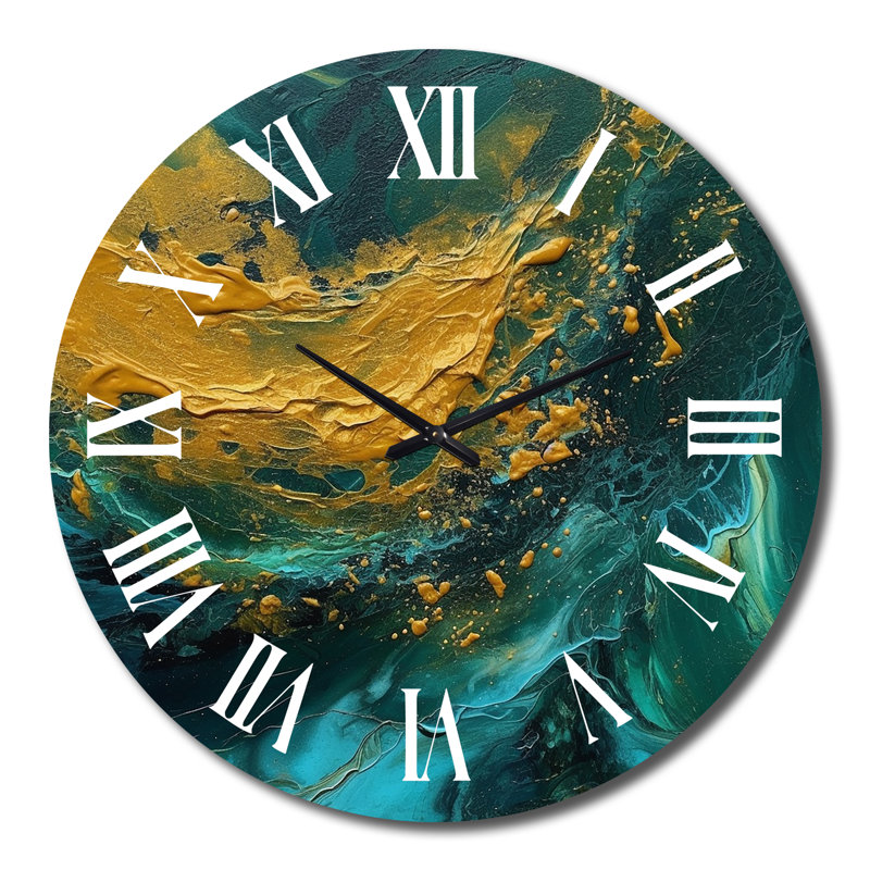 Horloge murale en métal Golden Sunset, Très grand