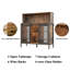 Buffet de 41,5 po de largeur avec portes de grange coulissantes en métal; armoire à vin avec porte-bouteilles; armoire à café avec lumières DEL réglables; armoire à buffet avec tablettes réglables