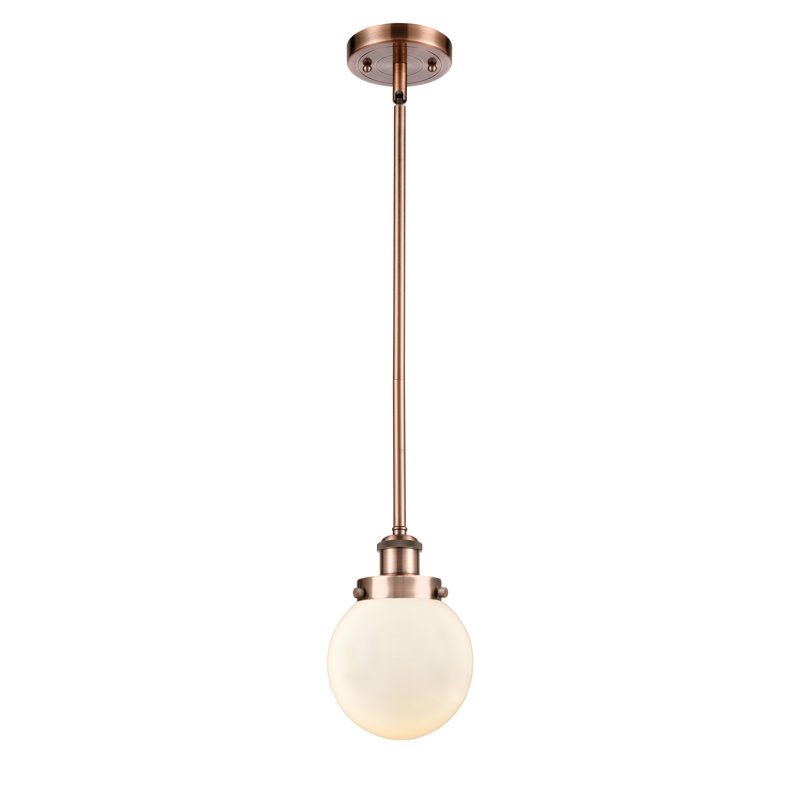 Luminaire suspendu à 1 lumière Lorri, Cuivre antique, Blanc mat, DEL