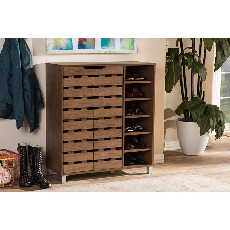 Armoire de rangement pour chaussures Arielle, 24 paires, Noyer brun