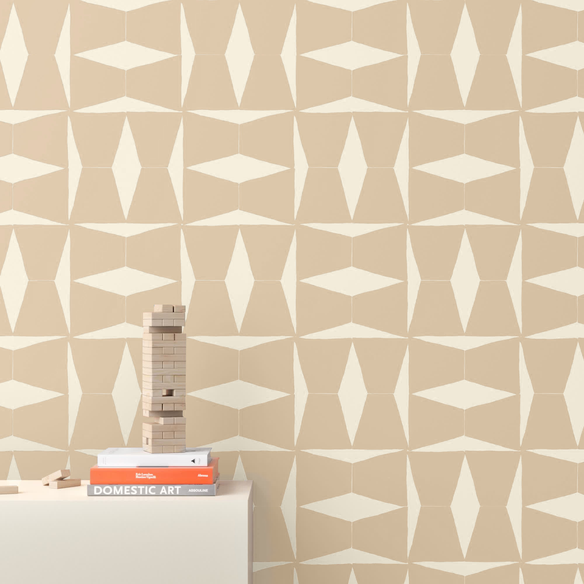 Albie Geometric Wallpaper, Neutral/Cream