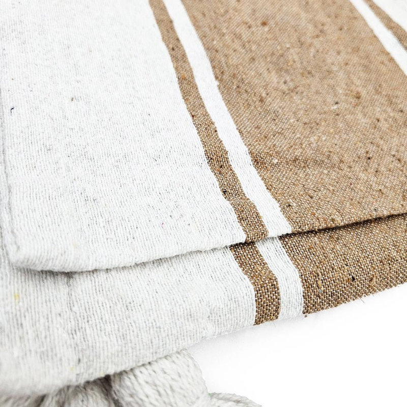 Carson 50" x 60" White and Brown Striped Throw Blanket Set