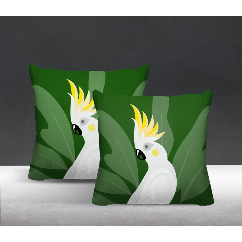 Coussin intérieur / extérieur Catoo Bird, L 17 po x H 17 po, Vert