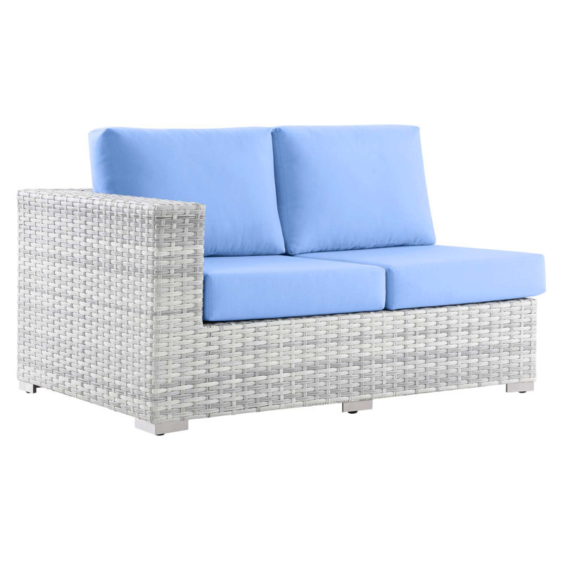 Convene Outdoor Patio Left-Arm Loveseat, Left Hand Facing, Light Blue