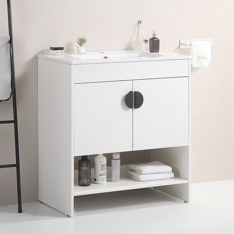 Bathroom Vanity With Ceramic Basin, White
