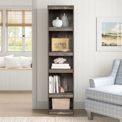 Aleitha 72 Inches 5 Tier Wooden Pier with Adjustable Shelves, Gray