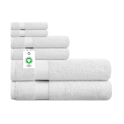  Gots Certified Organic Cotton Towel Set, 6-Piece | Ultra-Plush Spa Bath Towels - 2 Bath, 2 Hand, 2 Washcloths | Chemical-Free, Non-Toxic | Sustainable Bathroom Gift