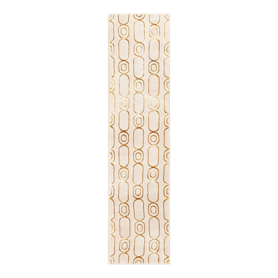 Latitude Run® Column Nikica Rug White and Gold Latitude Run® Rug 