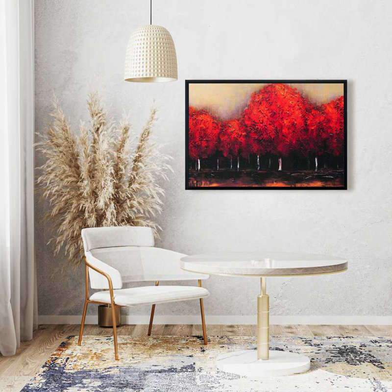 Arbres rouges rouges - Toile encadrée pour décor de salon, H 25,25 po x l 37,25 po