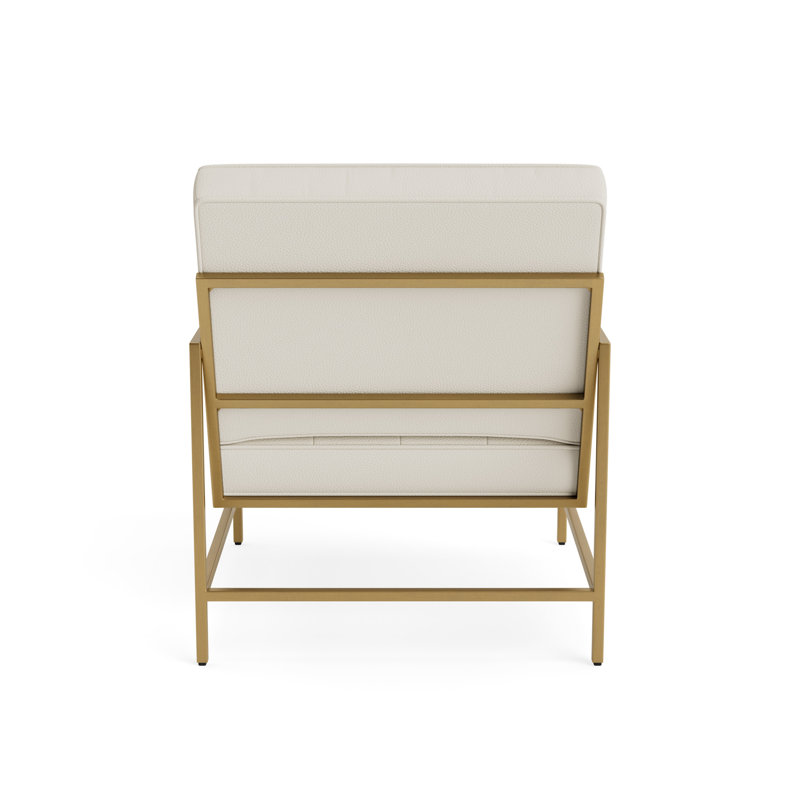 Major Leather Arm Chair, Greenwich Performance Leather - Cream, Brushed Brass, Java