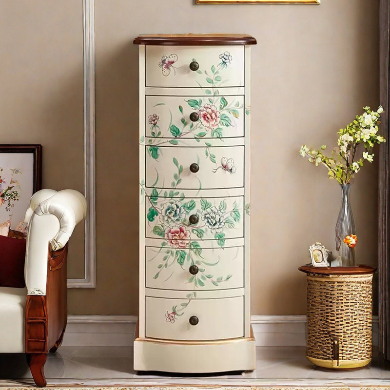 Hand-Painted 6-Drawer Entryway Accent Chest