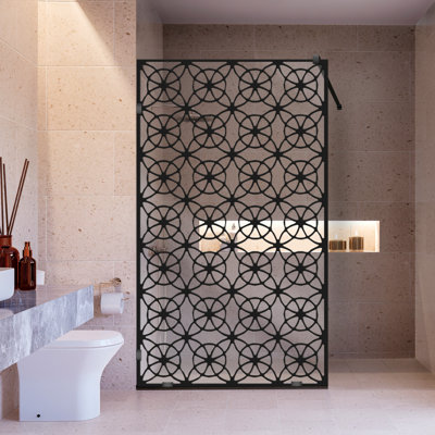 Écran de douche en verre de style industriel l 35 1/2 po x H 75 po