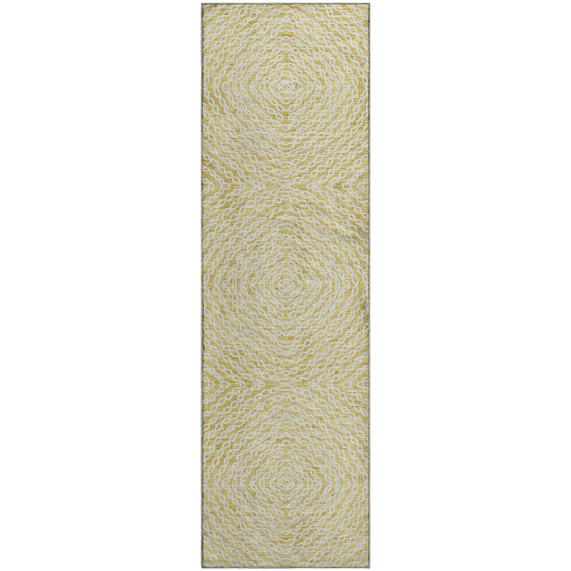 Premium Machine Washable Mayfield AMF74 Geometric Rug, 2'3" x 7'6" Runner, Gilded