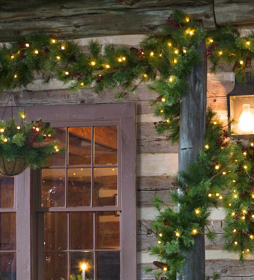 Christmas garland lights outdoor
