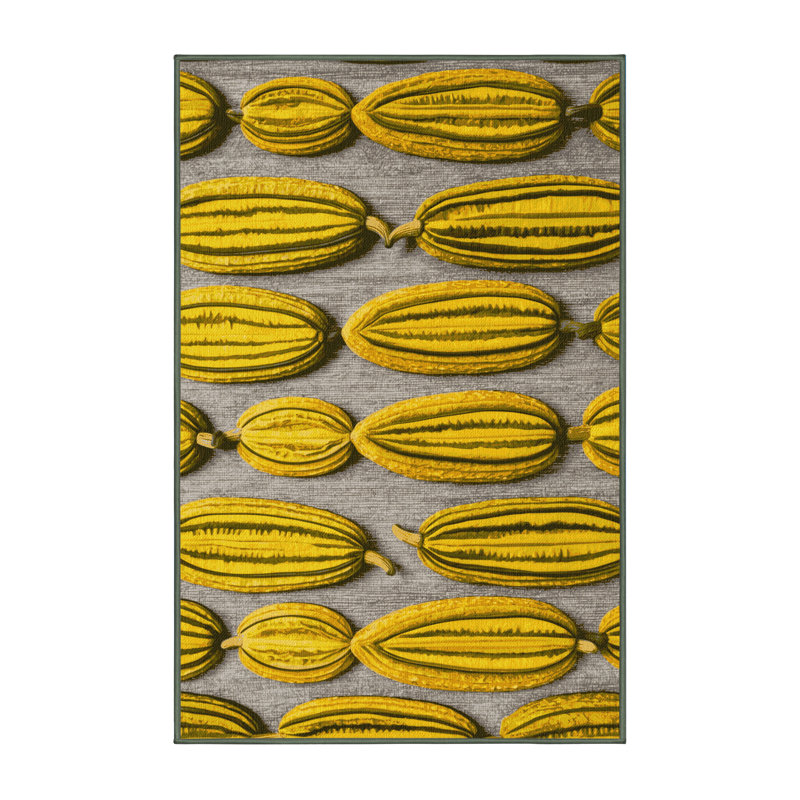 Washable African Horned Cucumber Fruits Area Rug, Rectangle 7' x 10'