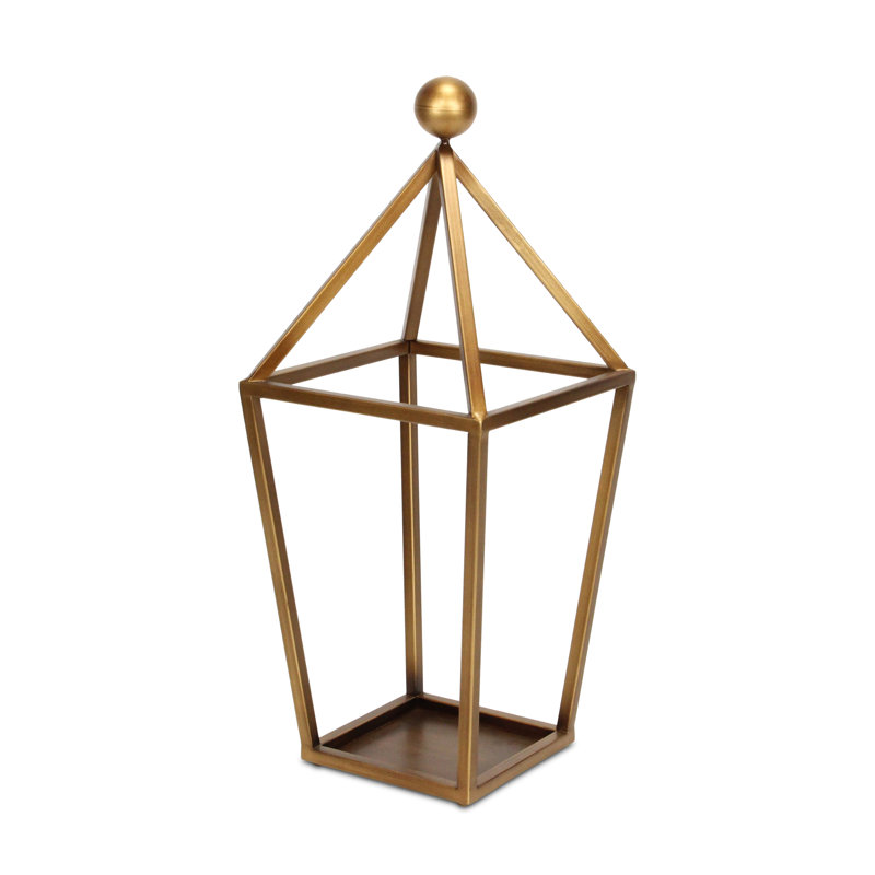 Novara Pyramid Top Metal Lantern, Gold
