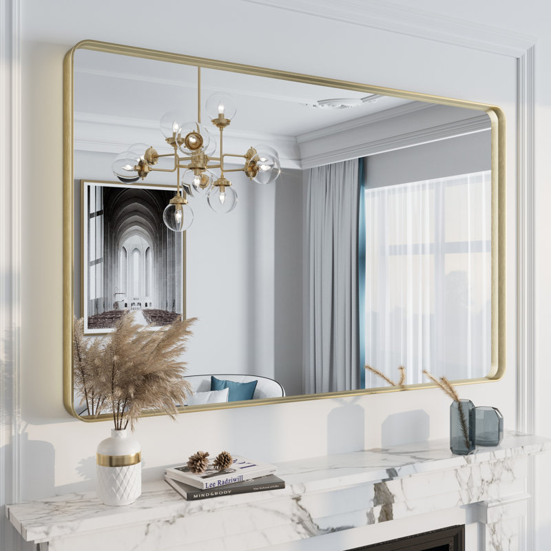 Miroir mural Aevar, 48 po x 30 po, Or brossé