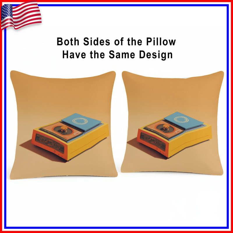 Retro Record Player Double Sided Throw Pillows, 20 x 20 inches