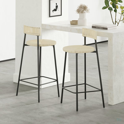 Ensemble de 2 tabourets de comptoir, ensemble de 2 tabourets de bar en papier tissé à la main pour la cuisine