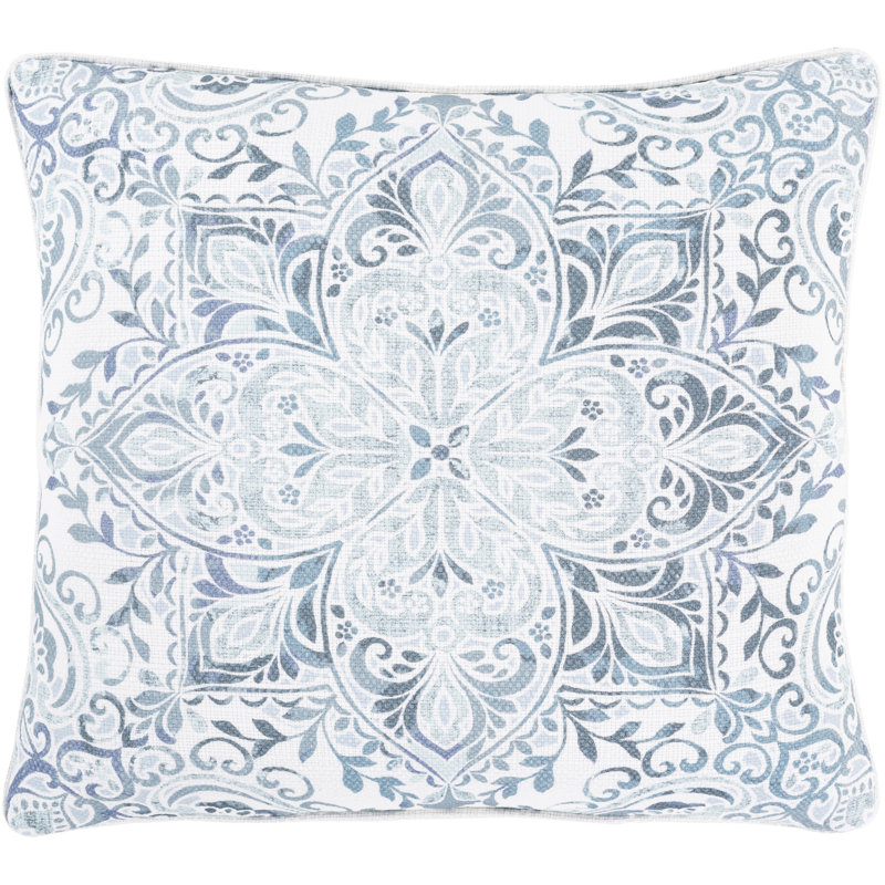 Roxana Cotton Throw Pillow, Denim, Down, 20" x 20"