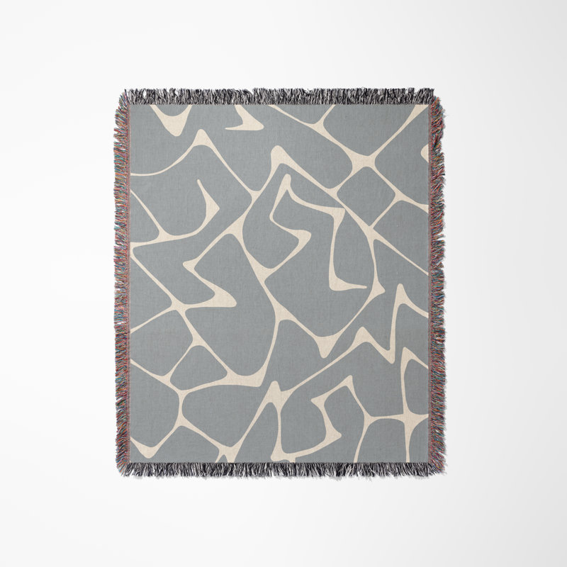 Jeté 100% coton abstrait Mola, L 52 po x l 37 po, Gris/beige