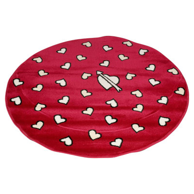Round Singleton Polka Dots Hand Woven 100cm X 100cm Area Rug