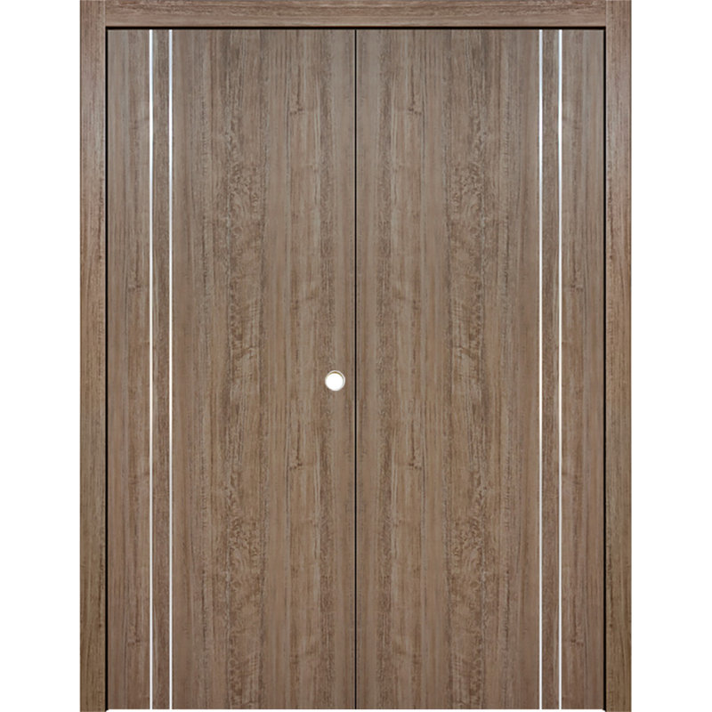 Double porte intérieure stratifiée HG-002VR, 36 po x 80 po, Bois d'aloès foncé, S'ouvre à gauche vers l'intérieur